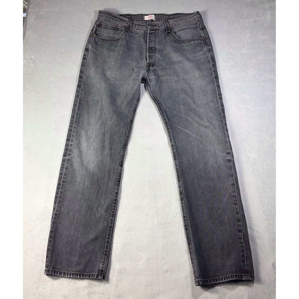 Levis 501 Original Mens Straight Leg Button Fly Gray Faded Denim Jeans 38x34